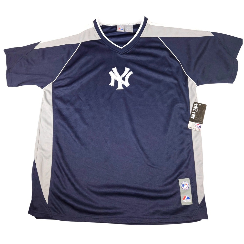Majestic New York Yankees Jersey Mens 2XT Navy Blue Grey MLB Big & Tall NWT